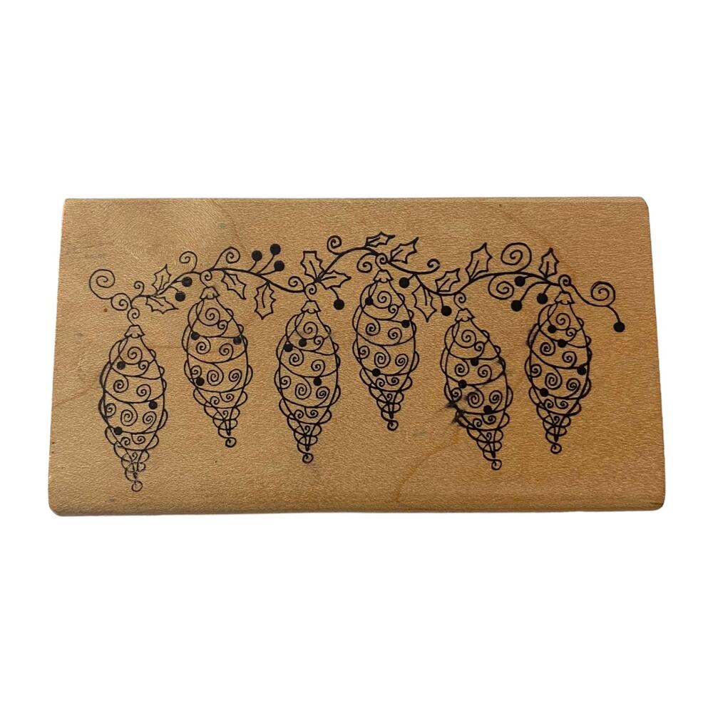 Magenta Holiday Christmas Holly Vine Rubber Stamp